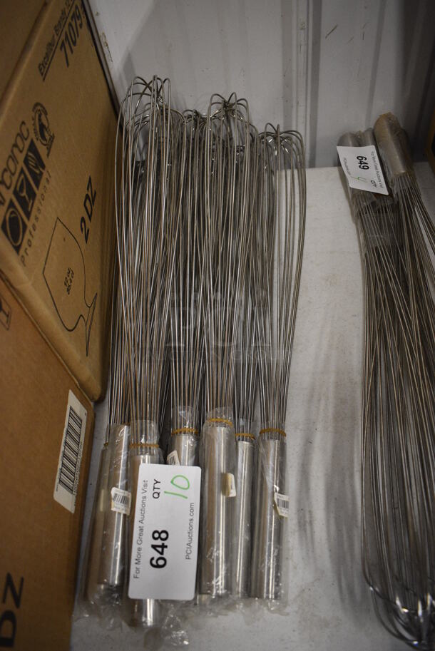 10 BRAND NEW! Stainless Steel Whisks. 21.5". 10 Times Your Bid!