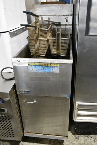 Pitco Frialator Stainless Steel Commercial Floor Style Propane Gas Powered Deep Fat Fryer w/ 3 Metal Fry Baskets. 