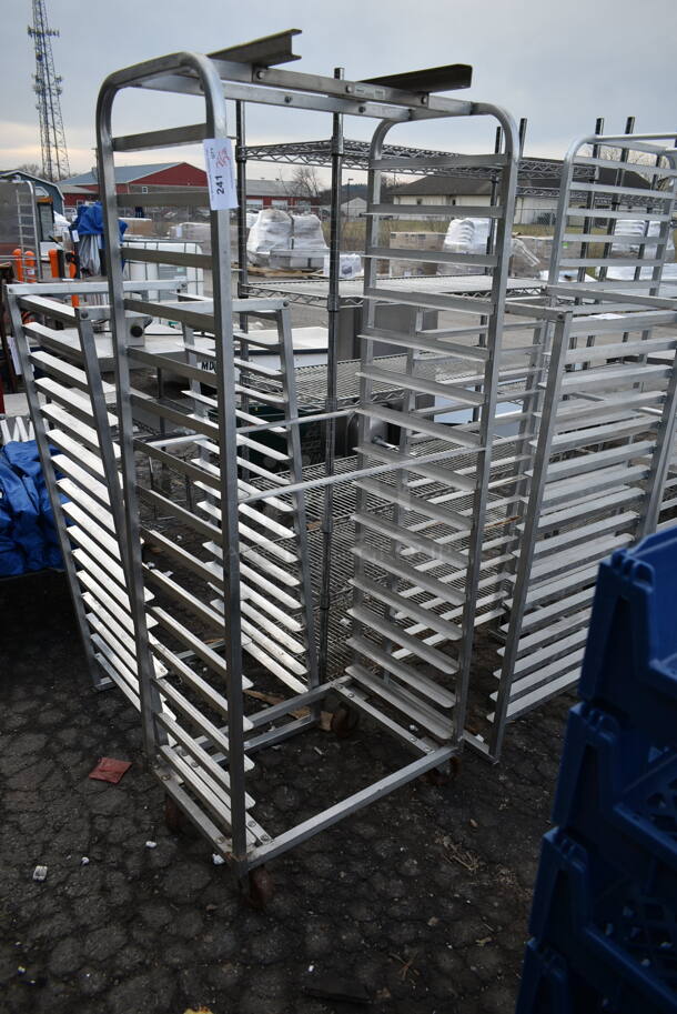 Metal Commercial Pan Transport Rack w./ Rack Oven Guide on Commercial Casters.