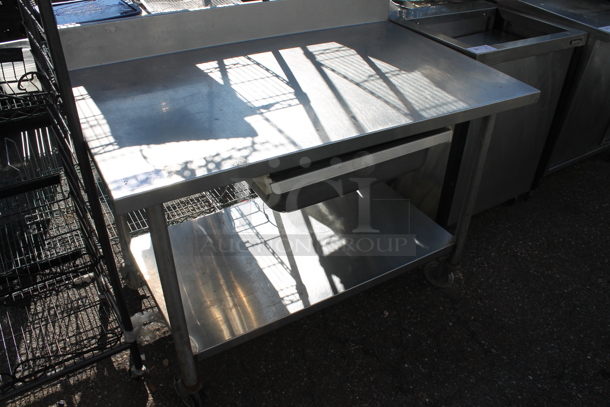 Stainless Steel Commercial Table w. Back Splash, Drawer and Under Shelf.
