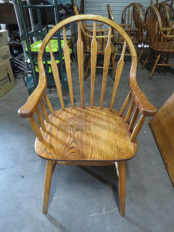 Solid Oak Arm Chair. 3XBID