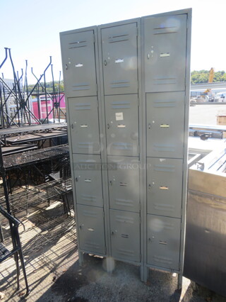 One Global Metal Locker System With 12 Lockers. 36X12X78.5