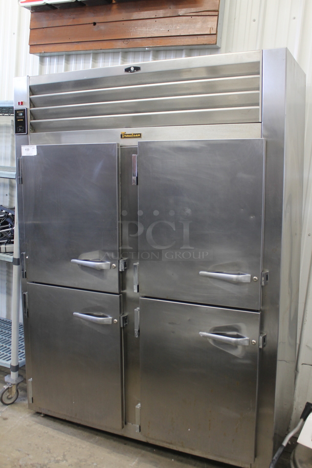 Traulsen Stainless Steel Commercial 4 Half Size Door Reach In Cooler w/ Metal Racks. Tested and Powers On But Does Not Get Cold