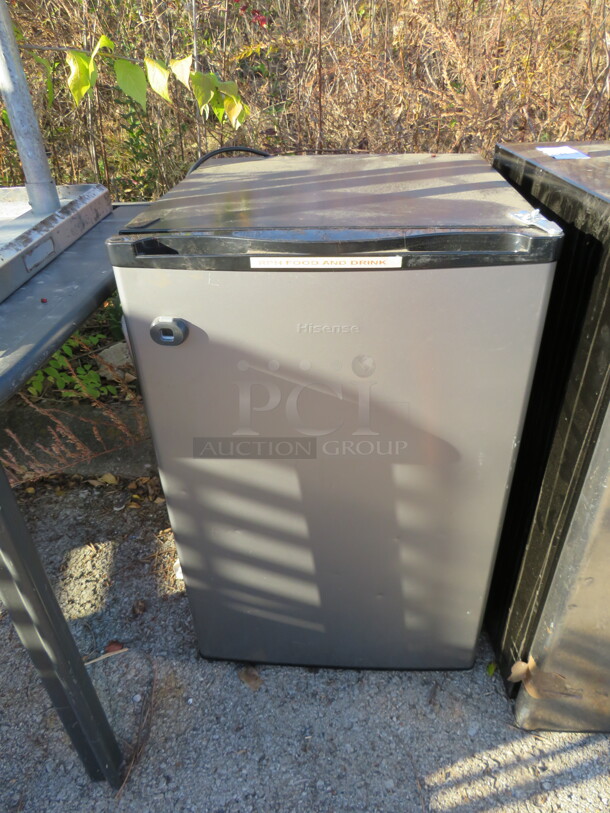One Hisense Refrigerator. Model# RR44D6ASE. 115 Volt. 20.5X22X32