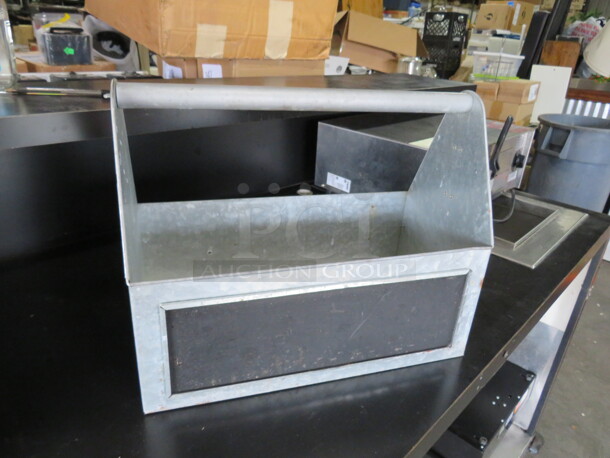 One Galvanized Carrier With Bottle Opener. 16.5X8X13.5