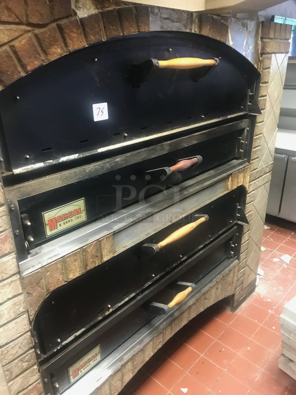 2 Marsal & Sons MB866 Stainless Steel Commercial Natural Gas Powered Pizza Ovens; Il Forno and Single Deck. 95,000 BTU. 2 Times Your Bid! Picture of the Unit Before Removal Is Included In the Listing.