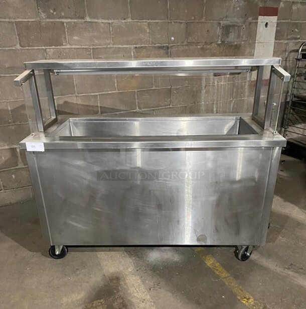 Delfield Stainless Steel Refrigerated Cold Pan Serving Counter! With Sneeze Guard! With 2 Shelves Underneath Storage! MODEL KCSC60NU SN:59213205M 115V 1PH - Item #1117385