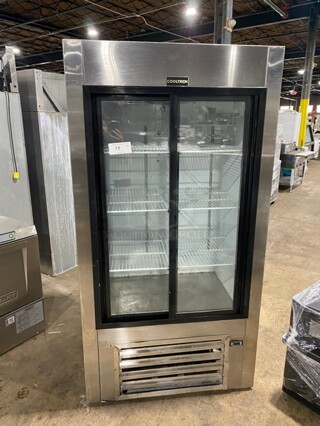 Cooltech Commercial 2 Door Reach In Cooler Merchandiser! With Poly Coated Racks! With View Through Doors! All Stainless Steel! Model CMPH38SG Serial W122615! 120V!