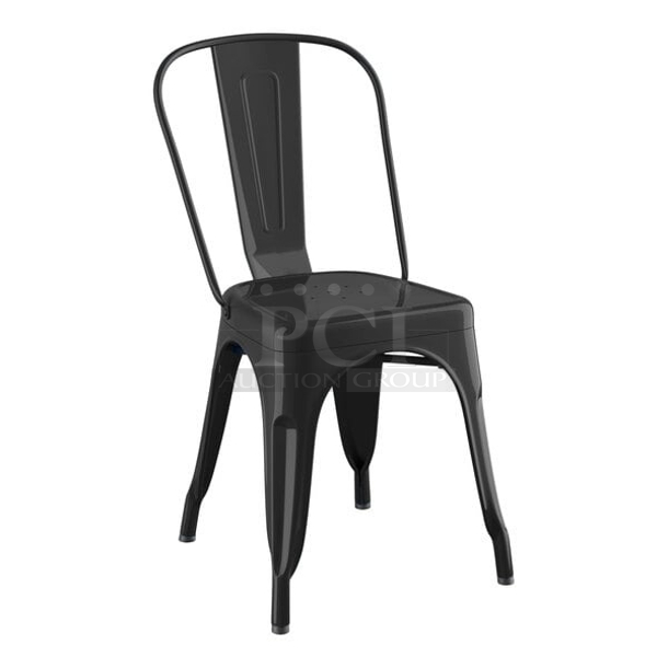 42 BRAND NEW SCRATCH & DENT! Lancaster Table & Seating 164CMCAFEBLK Alloy Series Onyx Black Outdoor Cafe Chair. LOOK PERFECT!! 17 1/2 x 17 1/2 x 33 1/8. 42x Your Bid. - Item #1126439