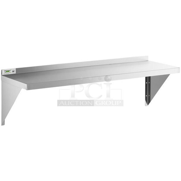 2 BRAND NEW SCRATCH AND DENT! Regency 600WS1548 18 Gauge Stainless Steel 15" x 48" Solid Wall Shelf. 2 Times Your Bid!