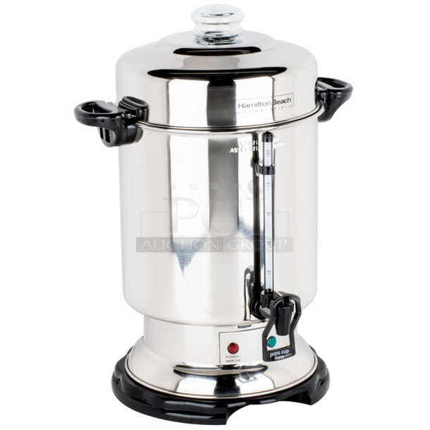 2 BRAND NEW SCRATCH AND DENT! Hamilton Beach D50065 Stainless Steel 60 Cup (318 oz.) Stainless Steel Commercial Coffee Urn / Percolator. 2 Times Your Bid! - Item #1117467