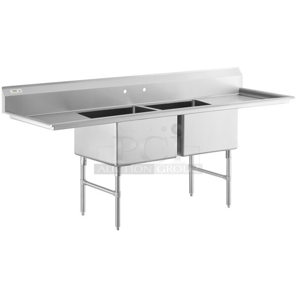 BRAND NEW SCRATCH AND DENT! Regency 600S1181818L 38 1/2" 16-Gauge Stainless Steel One Compartment Commercial Sink with Stainless Steel Legs and 1 Drainboard - 18" x 18" x 14" Bowl. No Legs. 