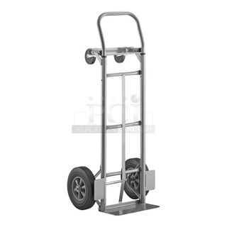 BRAND NEW SCRATCH AND DENT! Lavex 503HDTH21GR 500 lb. Gray 2-in-1 Convertible Hand Truck With 10" Solid Rubber Wheels. May Be Missing Pieces