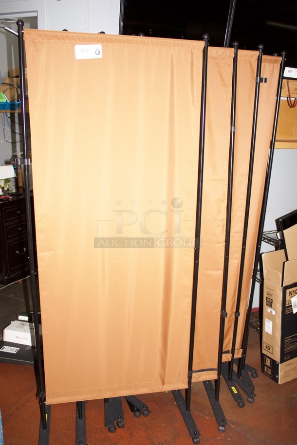 30" x 74" Cloth Room Dividers On Casters. 6x Your Bid. 