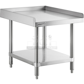 BRAND NEW SCRATCH & DENT! Regency 600ESS3024S Spec Line 30" x 24" 14-Gauge Stainless Steel Equipment Stand With Stainless Steel Undershelf. Packaging is damaged. May be missing screws/small pieces. 