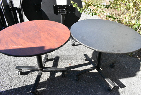 32 Various Patterned Folding Round Table on Casters. 32 Times Your Bid! 