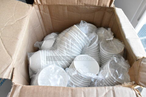 BRAND NEW SCRATCH AND DENT! Box of White Poly Bowls