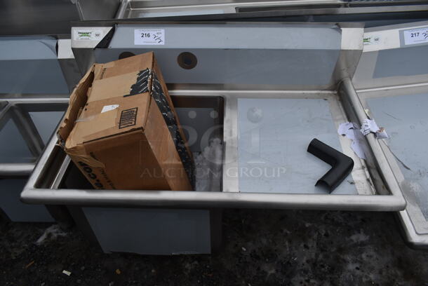 BRAND NEW SCRATCH AND DENT! Regency 600S31014 Stainless Steel Commercial Single Bay Sink w/ Right Side Drain Board and Legs. Bay 17.5x18. Drain Board 16.5x19.5
