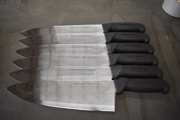 6 Sharpened Stainless Steel Chef Knives. 15". 6 Times Your Bid!