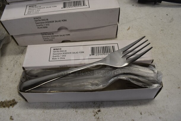48 BRAND NEW IN BOX! Winco 0002-06 Stainless Steel Windsor Salad Fork. 6.25". 48 Times Your Bid!