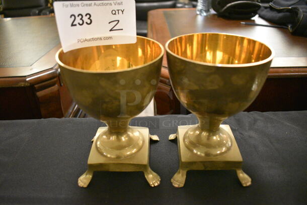 2 Gold Finish Metal Chalices. 2 Times Your Bid!
