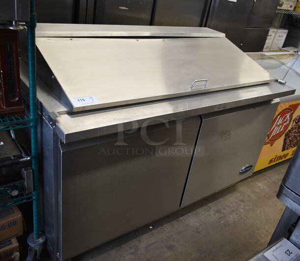 Entree S61-MT Stainless Steel Commercial Sandwich Salad Prep Table Bain Marie Mega Top on Commercial Casters. 115 Volts, 1 Phase. Tested and Working!