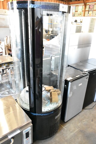 Avantco 193BCR15HCB Metal Commercial Black Circular Glass Refrigerated Display Case. See Pictures for Damage. 115 Volts, 1 Phase. Tested and Working!