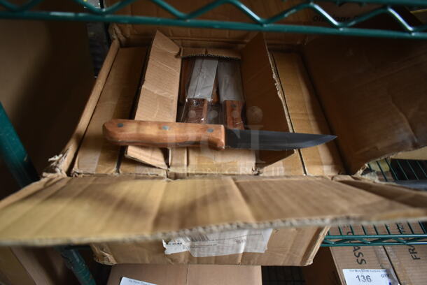 12 Boxes of 12 BRAND NEW! Steelite 9-7/8" Pineapple Wood Handle Knives. 12 Times Your Bid!