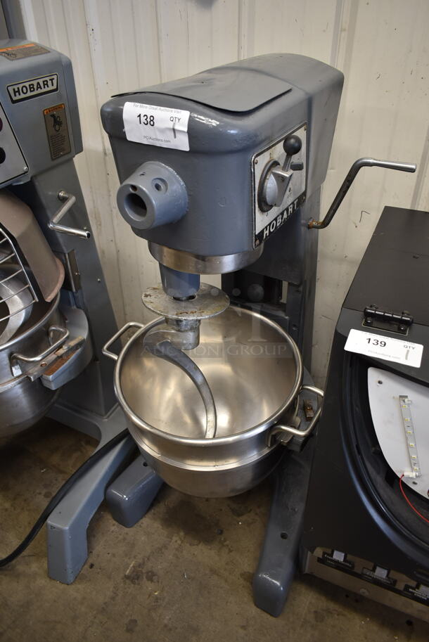 Hobart D-300 Metal Commercial Floor Style 30 Quart Planetary Dough Mixer w/ Stainless Steel Mixing Bowl and Dough Hook Attachment. 208 Volts, 3 Phase.