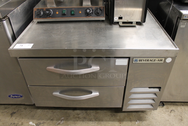 Beverage Air WTRC36-1 Stainless Steel Commercial 2 Drawer Chef Base on Commercial Casters. 115 Volts, 1 Phase. Tested and Powers On But Does Not Get Cold