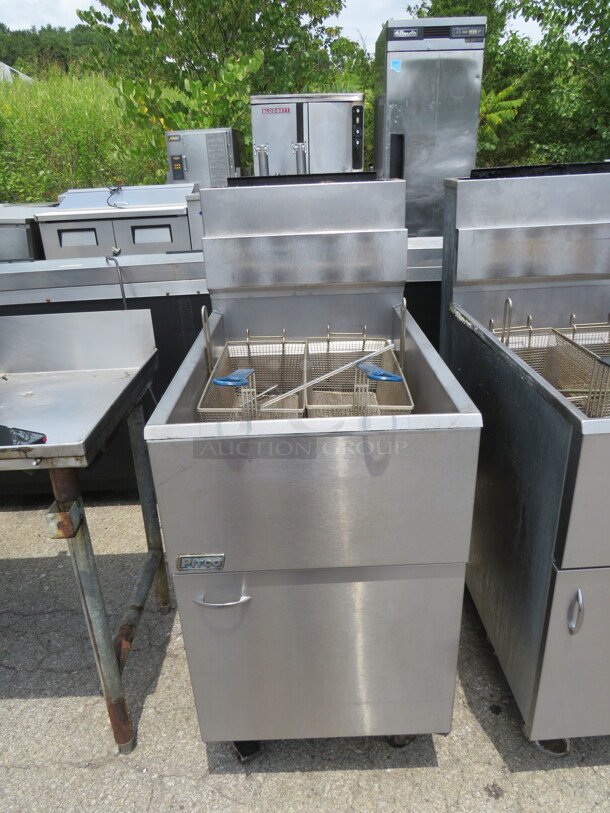 One SS Pico Natural Gas Deep Fryer With 2 Baskets. 20X34X47