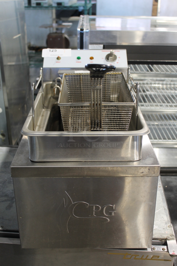 Cooking Performance Group CPG DF-18 Stainless Steel Commercial Countertop Electric Powered Single Bay Fryer w/ Metal Fry Basket. 208-240 Volts.