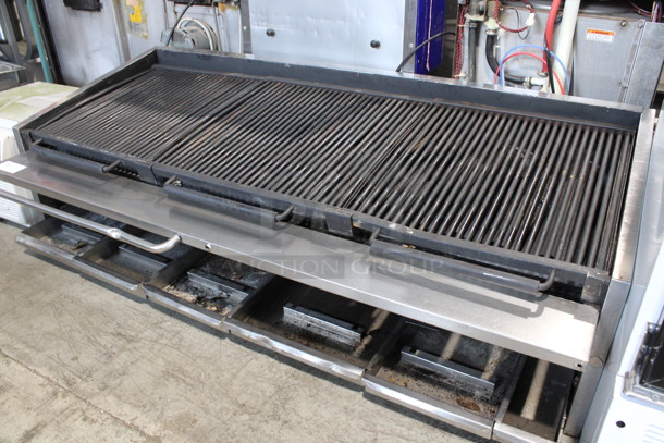 Stainless Steel Commercial Natural Gas Powered Charbroiler Grill. 72x35x22