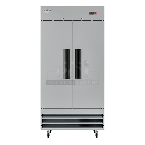 BRAND NEW. NO DEFECTS! Koolmore RIR-2D-SS35C 39 In. Commercial Stainless Steel 2-Door Reach-In Refrigerator, 35 Cu. TESTED! WORKS & LOOKS PERFECT! 