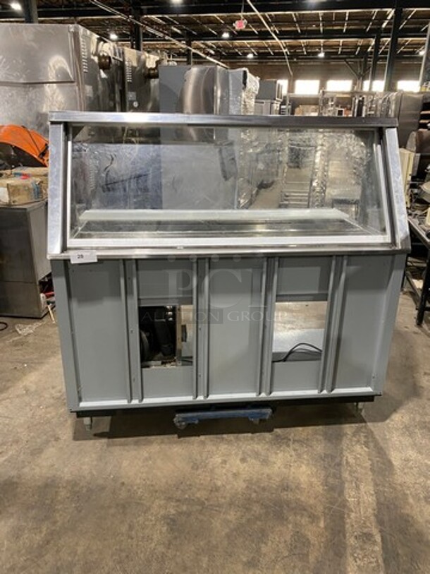 Duke Commercial Sandwich Prep Line Unit! With Slanted Front Glass! With Commercial Cutting Board! All Stainless Steel! On Legs! Model: SUBCPTC60M SN: 03051737 120V 60HZ 1 Phase