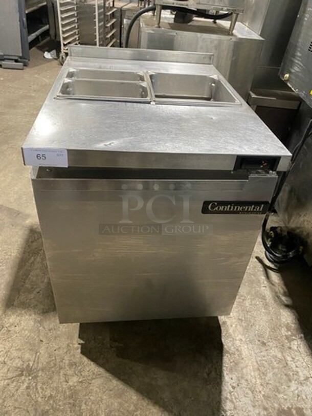 Continental Commercial Refrigerated Sandwich Prep Table! With Single Door Storage Space Underneath! All Stainless Steel! On Casters! Model: SW278 SN: 15741015 115V 60HZ 1 Phase