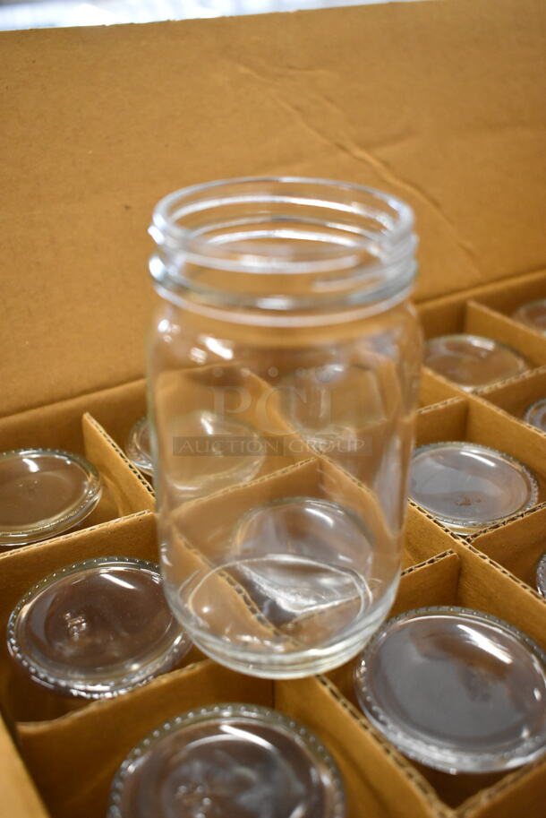 Box of 24 BRAND NEW IN BOX! Econo 8 oz Glass Jars.