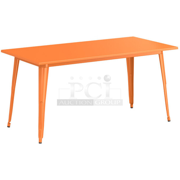 BRAND NEW SCRATCH AND DENT! Lancaster Table & Seating 164DA3263ORG Alloy Series 63" x 32" Orange Standard Height Outdoor Table. Stock Picture Used as Gallery.