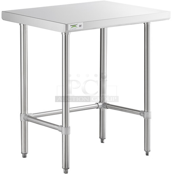 BRAND NEW SCRATCH AND DENT! Regency 600WT24X30SS 24" x 30" 16-Gauge 304 Stainless Steel Commercial Open Base Work Table