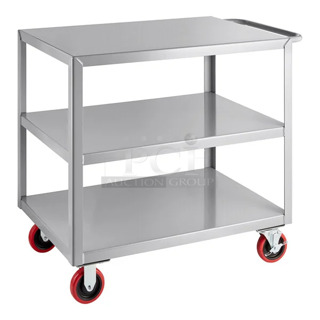 BRAND NEW SCRATCH & DENT! 257FSUC24363 Lavex 36" x 24" x 35" Three Shelf Steel Utility Cart - Fully Welded