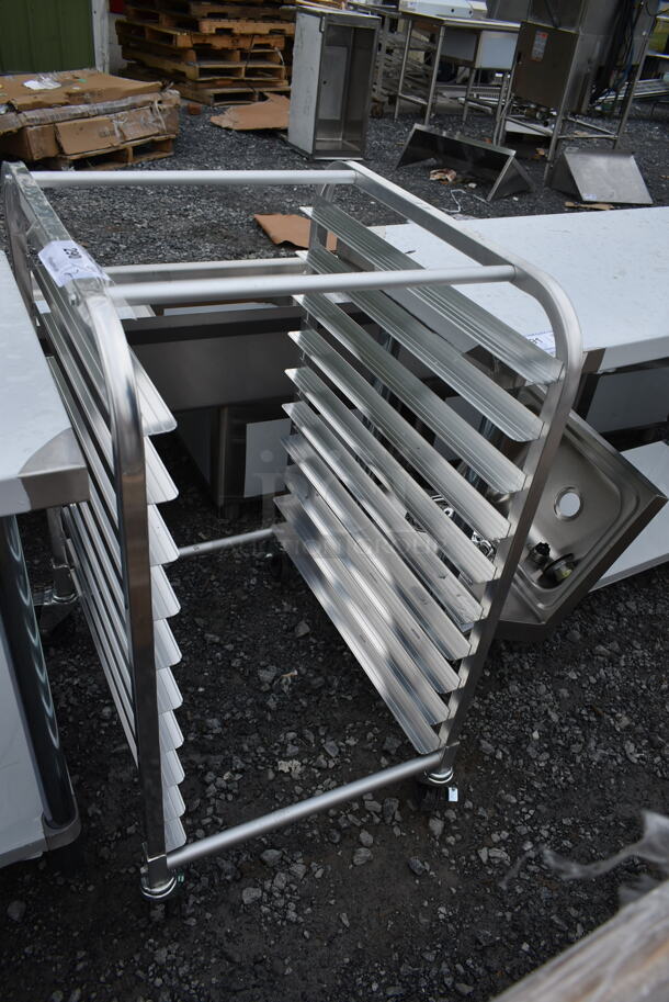 BRAND NEW SCRATCH AND DENT! Metal Commercial Pan Transport Rack on Commercial Casters.