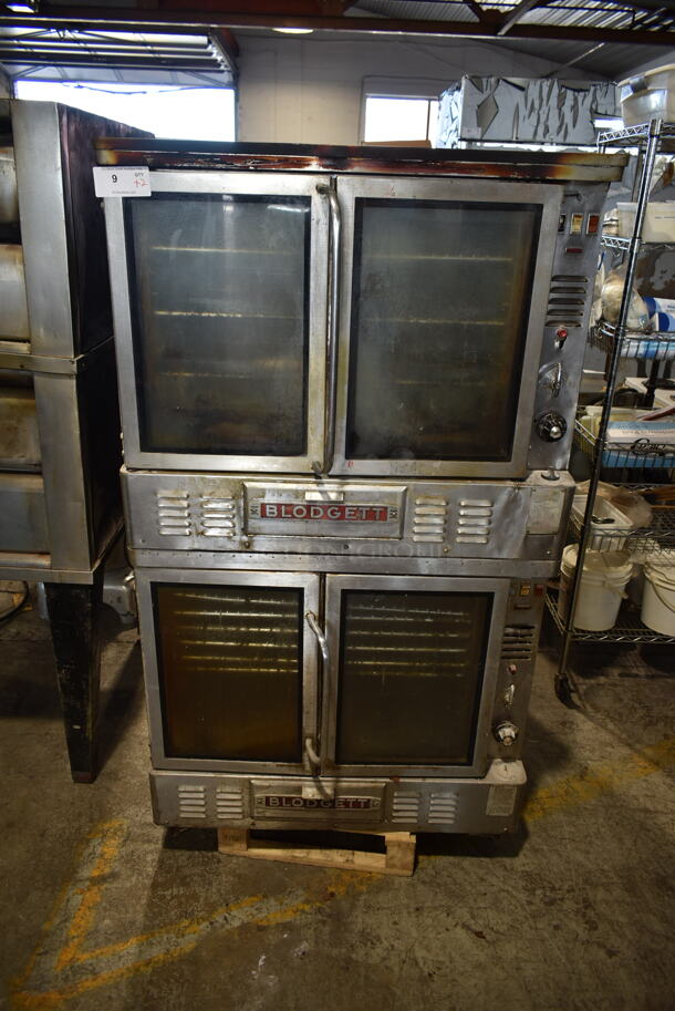 2 Blodgett GZL-10 Stainless Steel Commercial Natural Gas Powered Full Size Convection Ovens w. View Through Doors, Metal Oven Racks and Thermostatic Controls. 2 Times Your Bid!