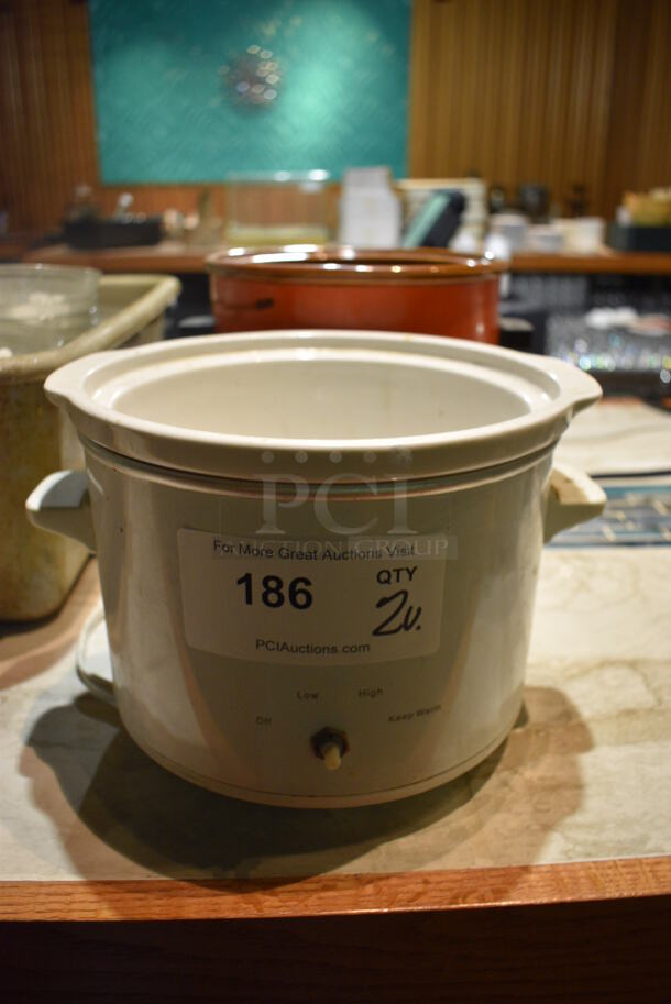 2 Various Countertop Metal Slow Cookers; SCR-30W and 3100/2. Missing Lids. 10x9x7, 10x9x9. 2 Times Your Bid! (bar)