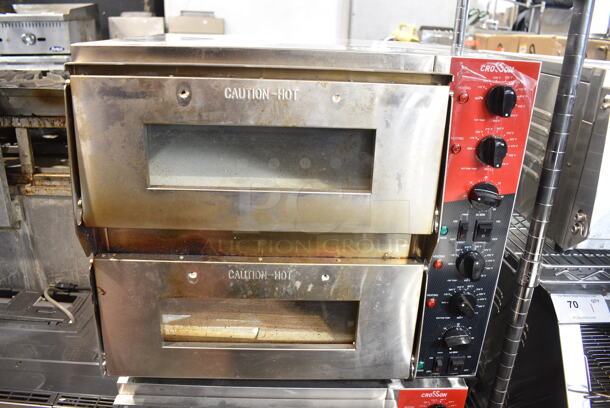2023 Crosson CPO-320 Stainless Steel Commercial Countertop Electric Powered 2 Deck Pizza Oven w/ Cooking Stones. 1 Stone Broken. 120 Volts, 1 Phase. Tested and Bottom Unit Is Working But Top Unit Does Not Get Warm - Item #1127009