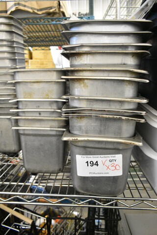 30 Stainless Steel Drop In Bins. Including 1/3 Size and 1/6 Size. 30 Times Your Bid! 