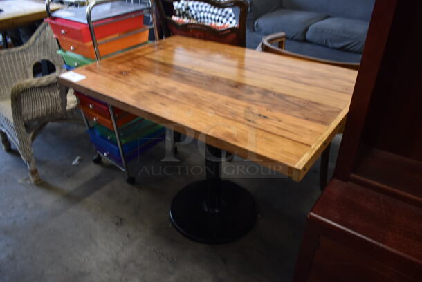 Wooden Dining Heigh Table on Black Metal Table Base.