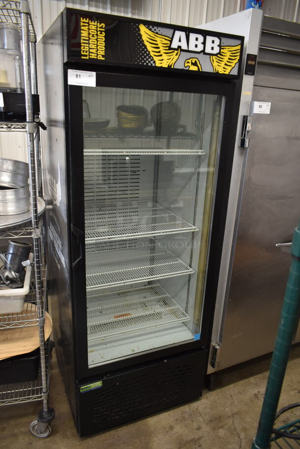 Frigoglass MC750-1-B Metal Commercial Single Door Reach In Cooler Merchandiser w/ Poly Coated Racks. 115 Volts, 1 Phase. Tested and Working!