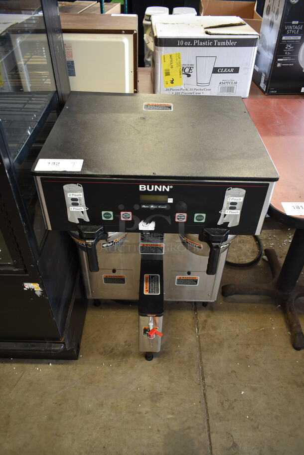 2020 Bunn DUAL TF DBC Stainless Steel Commercial Countertop Double Coffee Machine w/ Hot Water Dispenser and 2 Metal Brew Baskets. 120/208-240 Volts, 1 Phase. 