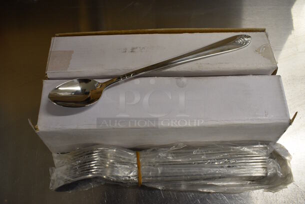 24 BRAND NEW IN BOX! Winco 0031-02 Stainless Steel Peacock Iced Tea Spoons. 8". 24 Times Your Bid!