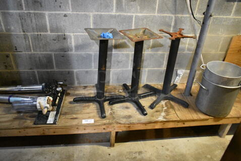 ALL ONE MONEY! Lot of Various Items Including Metal Table Bases and 2 Metal Stock Pots. (basement) 